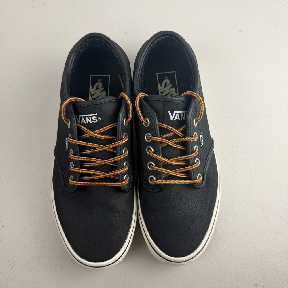 Vans Atwood Leather Black/Marshmallow Skate Shoe Mens Size 6.5